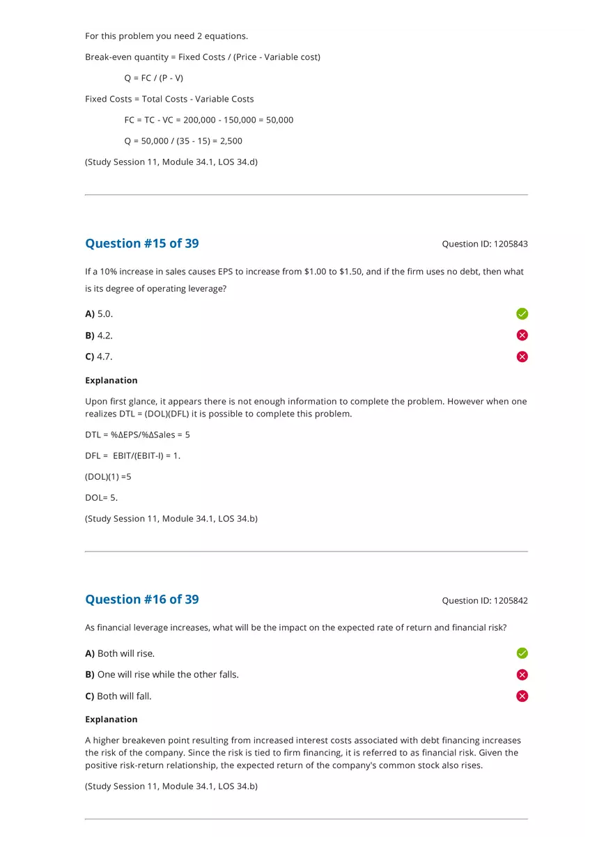 CFA 2020 Level I Measures of Leverage Answers - Page 15