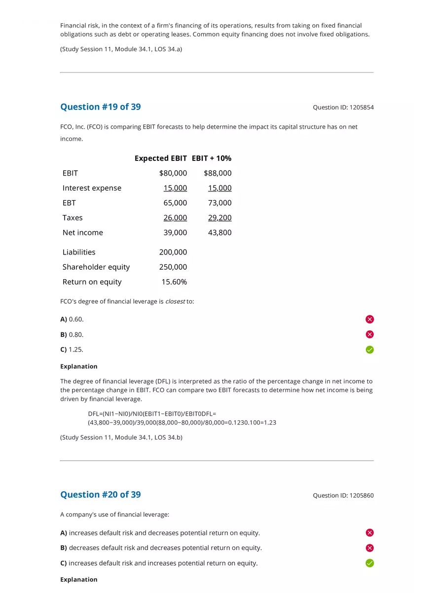 CFA 2020 Level I Measures of Leverage Answers - Page 17
