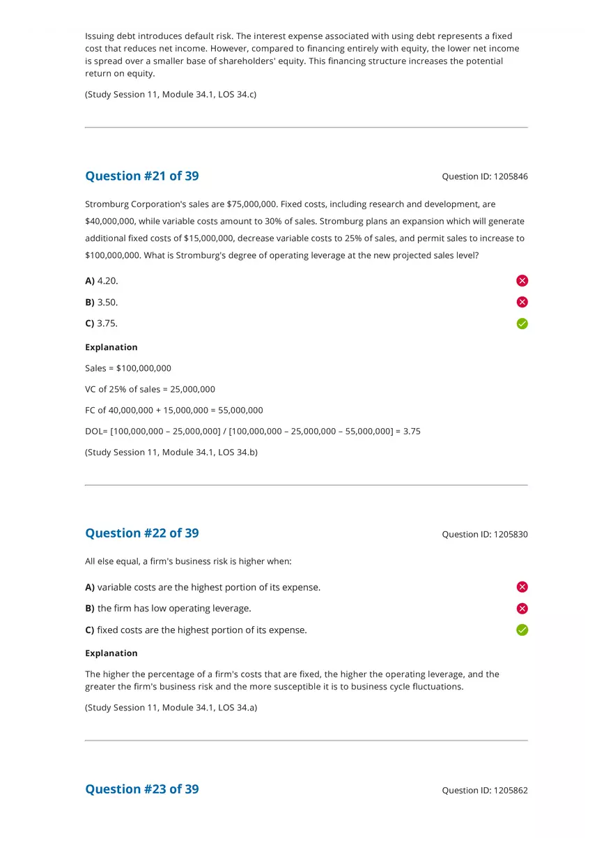 CFA 2020 Level I Measures of Leverage Answers - Page 18