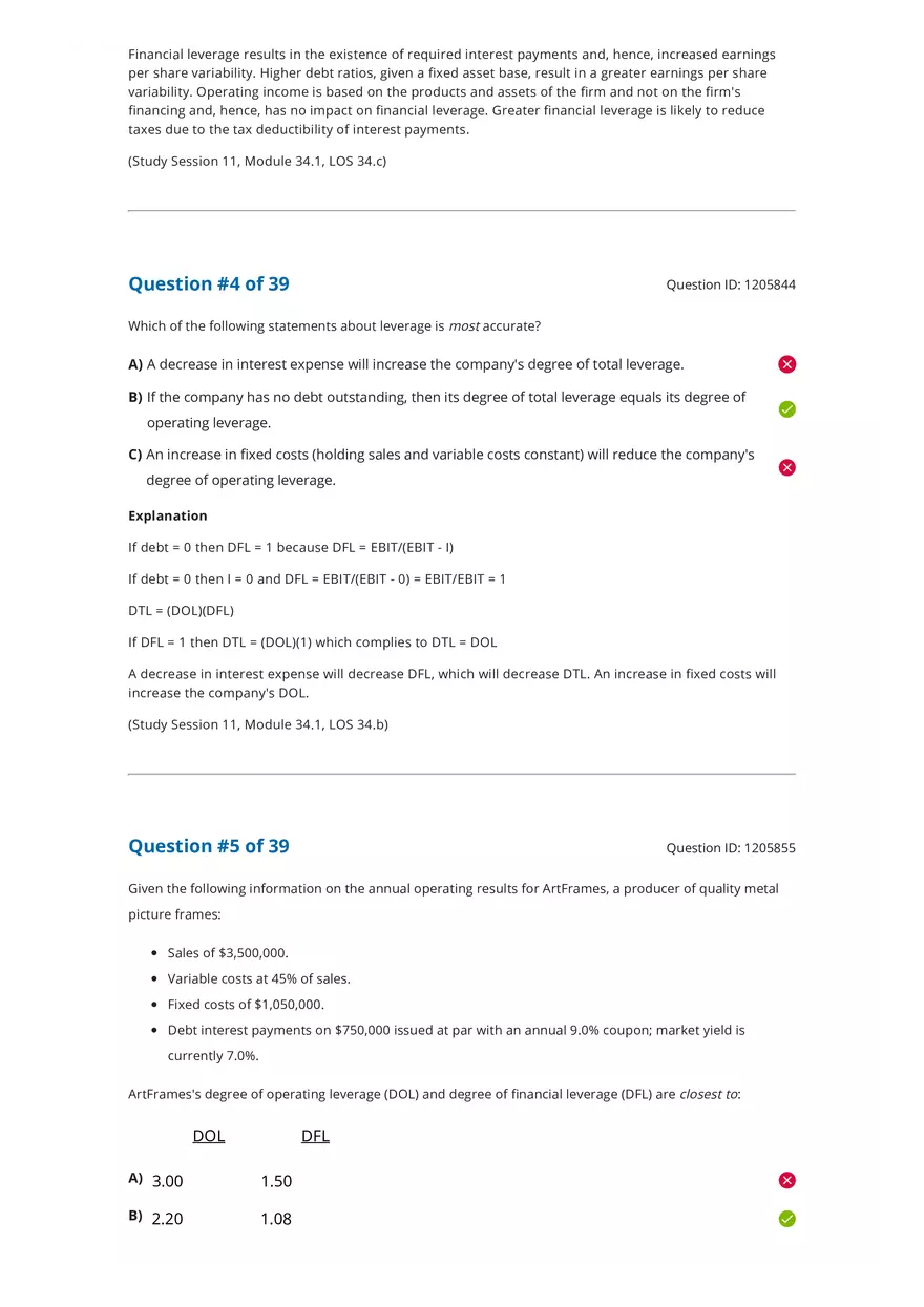 CFA 2020 Level I Measures of Leverage Answers - Page 2