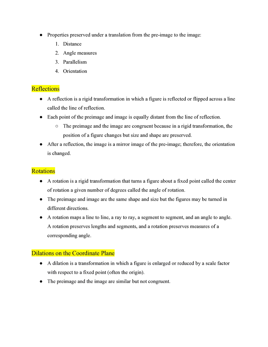 Pre Algebra Transformations - Page 2