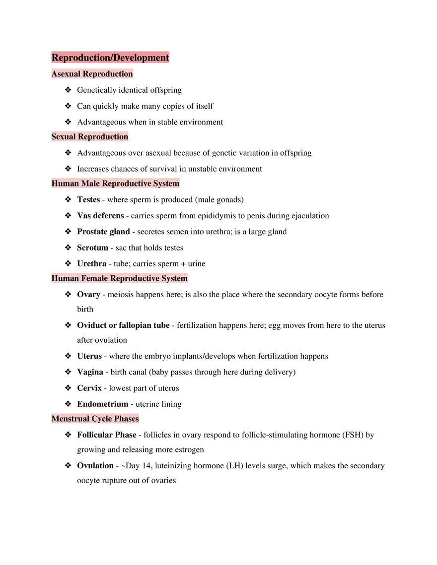 Test Guide Unit 7 Reproduction Development - Page 1