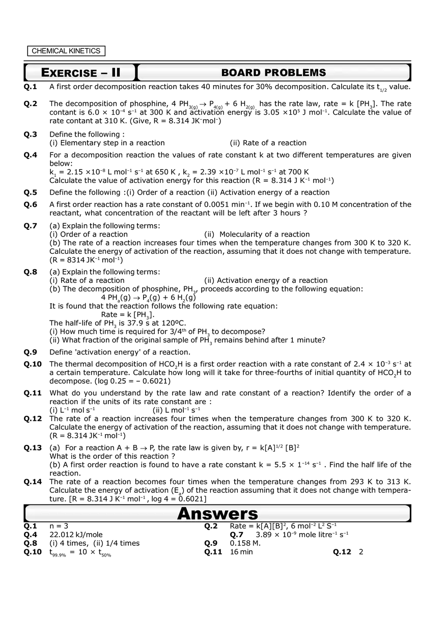 Chemical Kinetics Exercises - Page 2