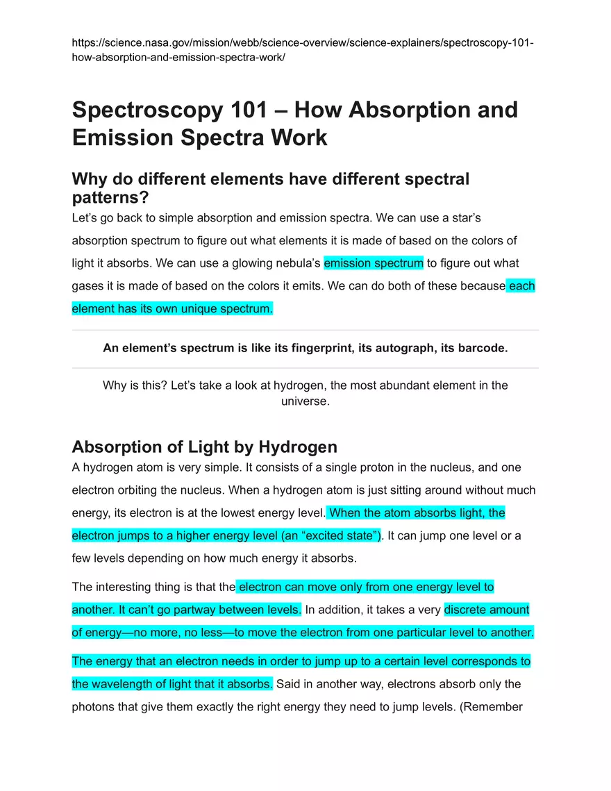 Spectroscopy 101 – How Absorption and Emission Spectra Work - Page 1