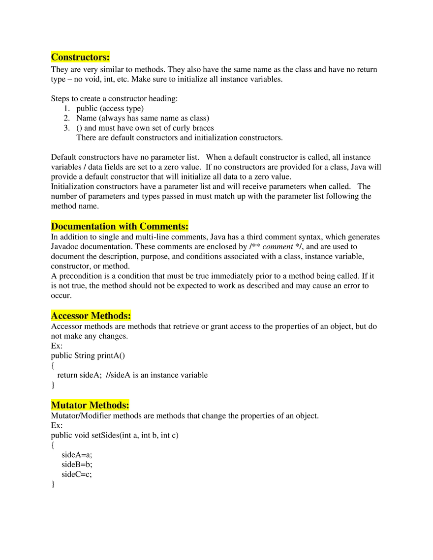 AP Computer Science A   Unit 5 Writing Classes - Page 2
