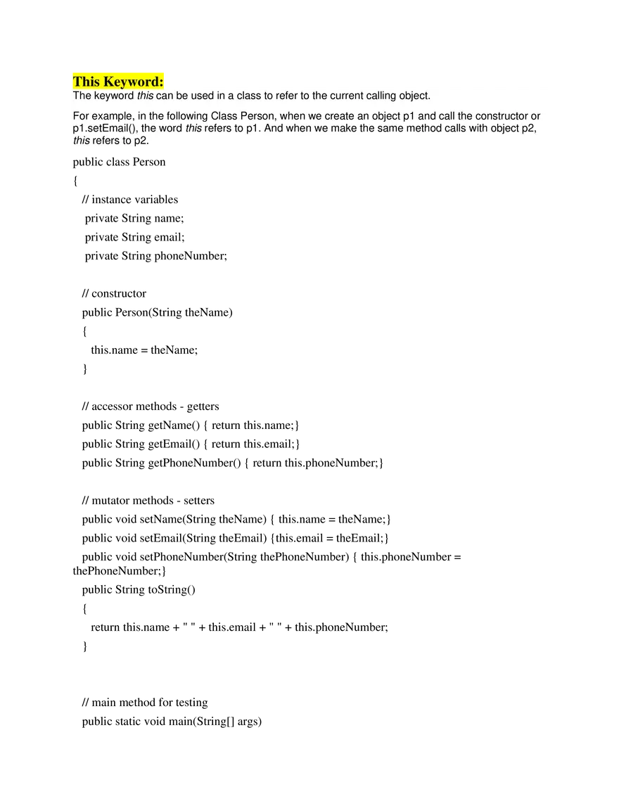 AP Computer Science A   Unit 5 Writing Classes - Page 5