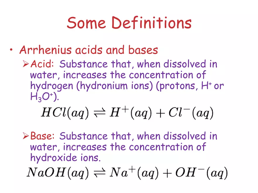 Acids and Bases Some Definitions - Page 2