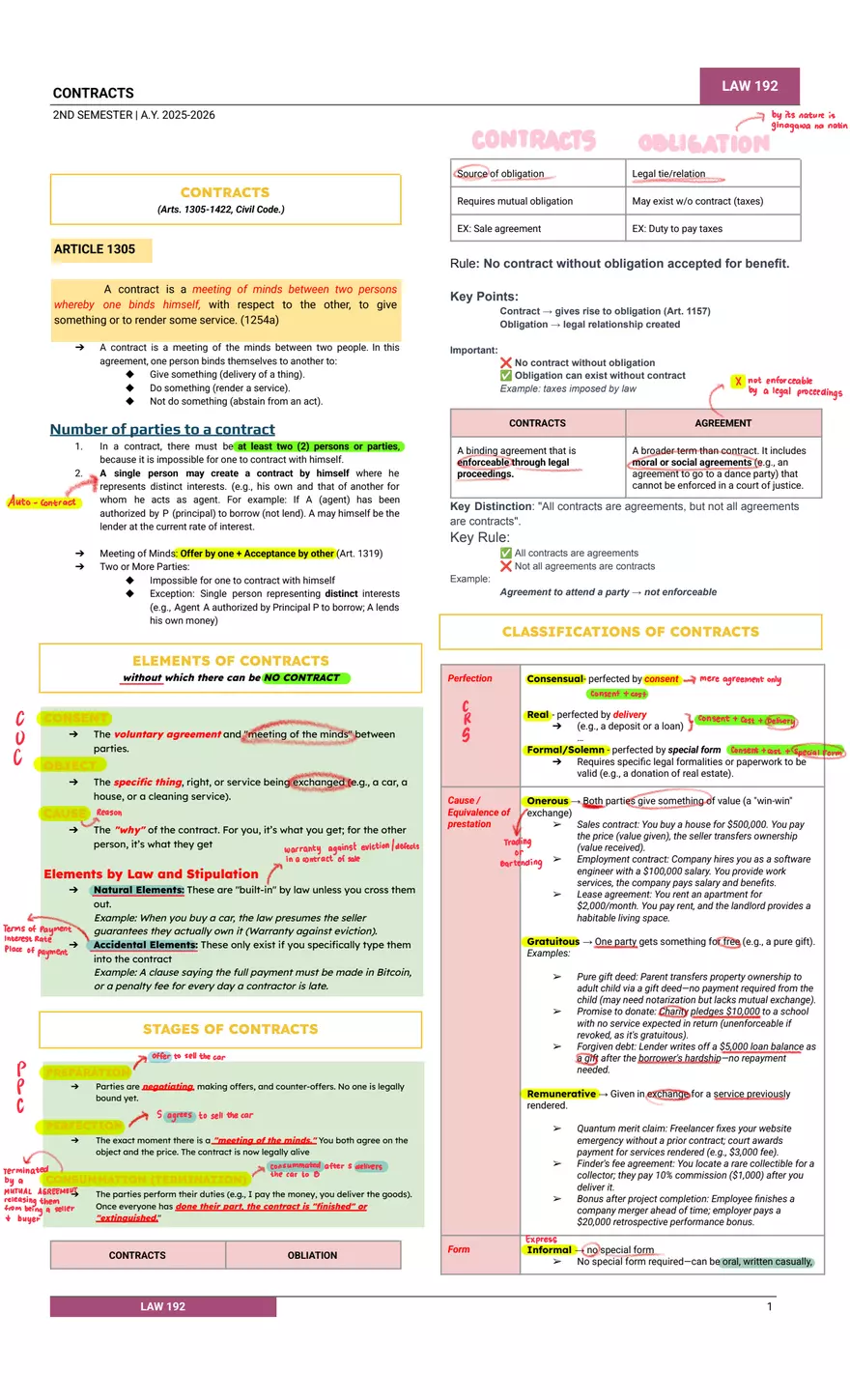 Contracts Classifications and Rules - Page 1
