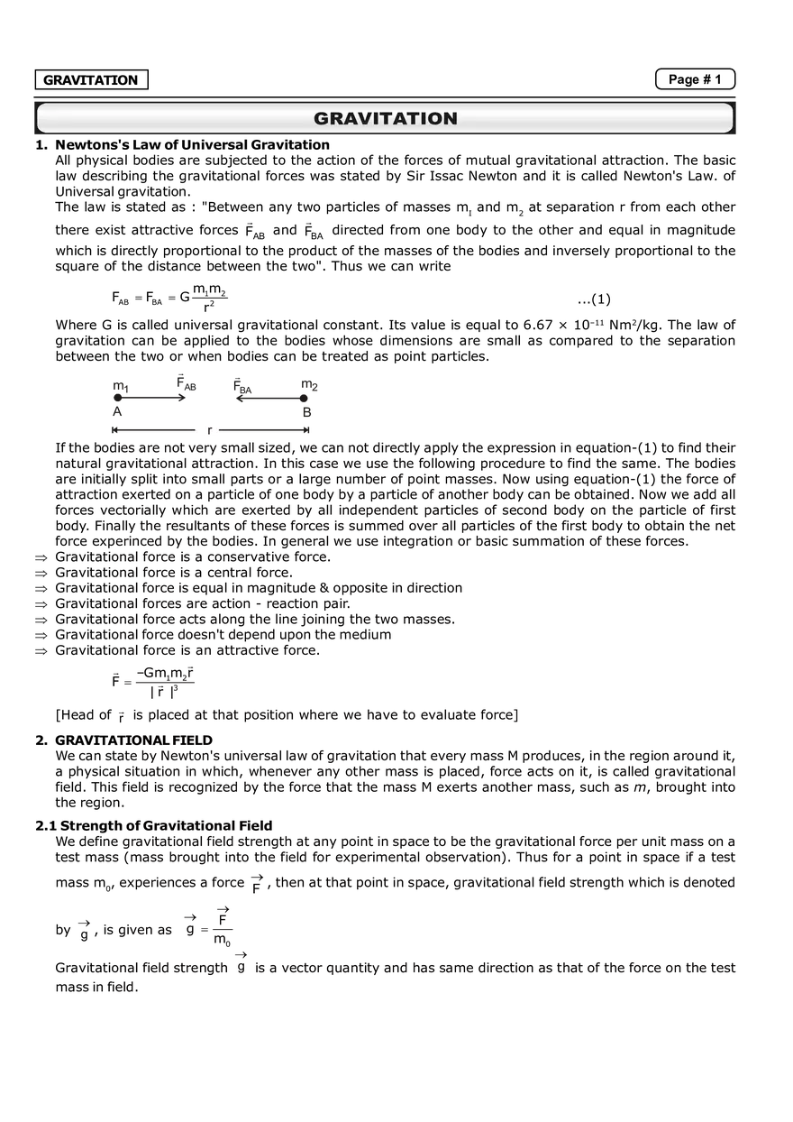 Gravitation Notes - Page 1