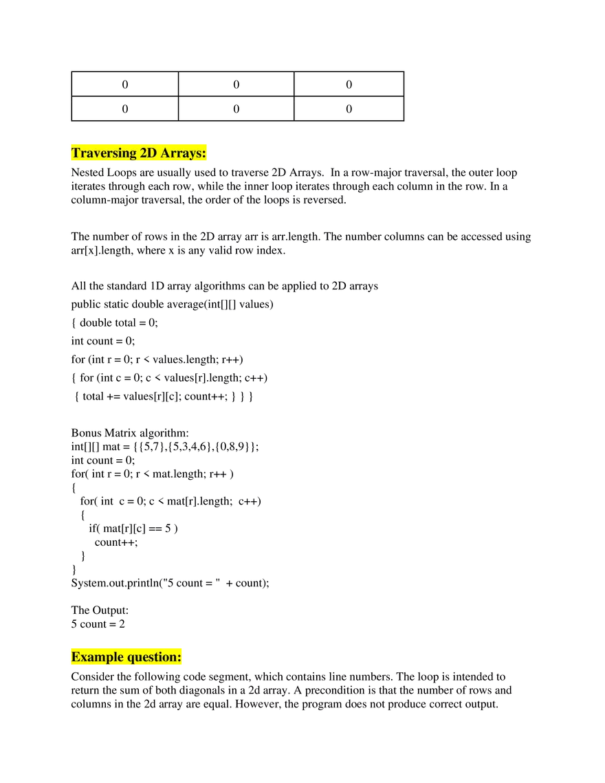 AP Computer Science A   Unit 8 2D Arrays - Page 3