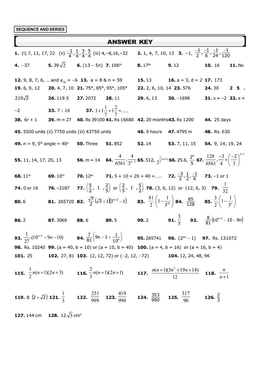 Sequence and Series Exercise - Page 5