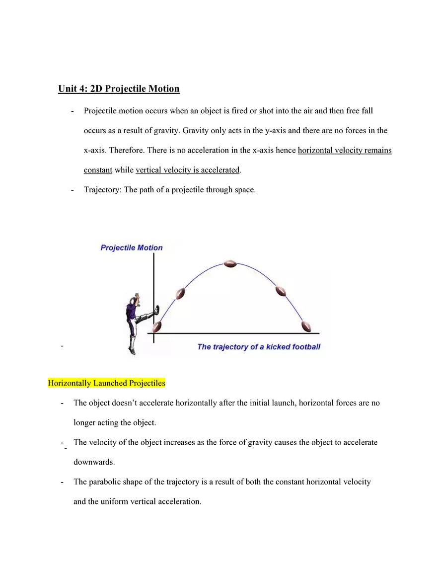 Physics Review Unit 4 2D Projectile Motion - Page 1
