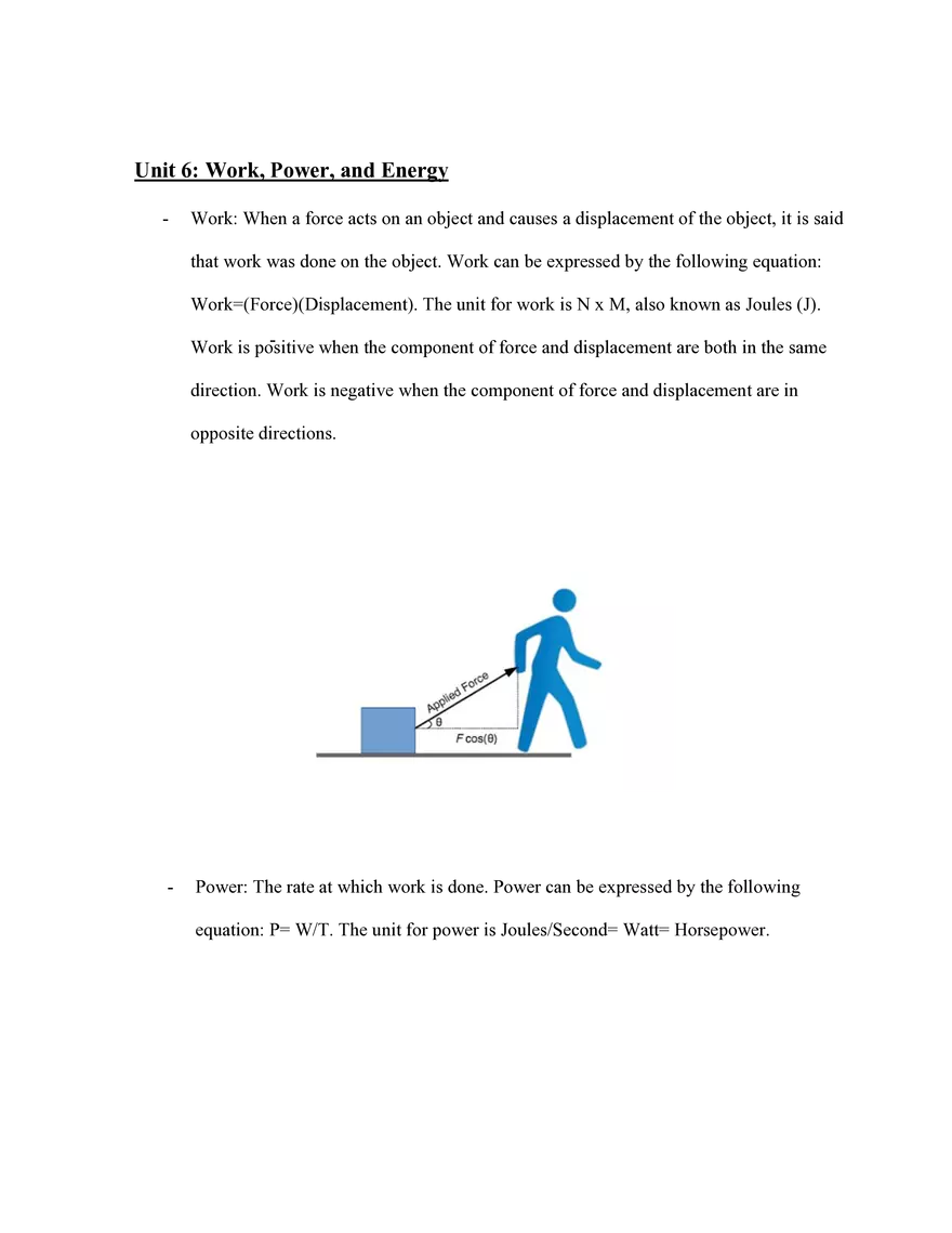 Physics Review Unit 6 Work, Power, and Energy - Page 1