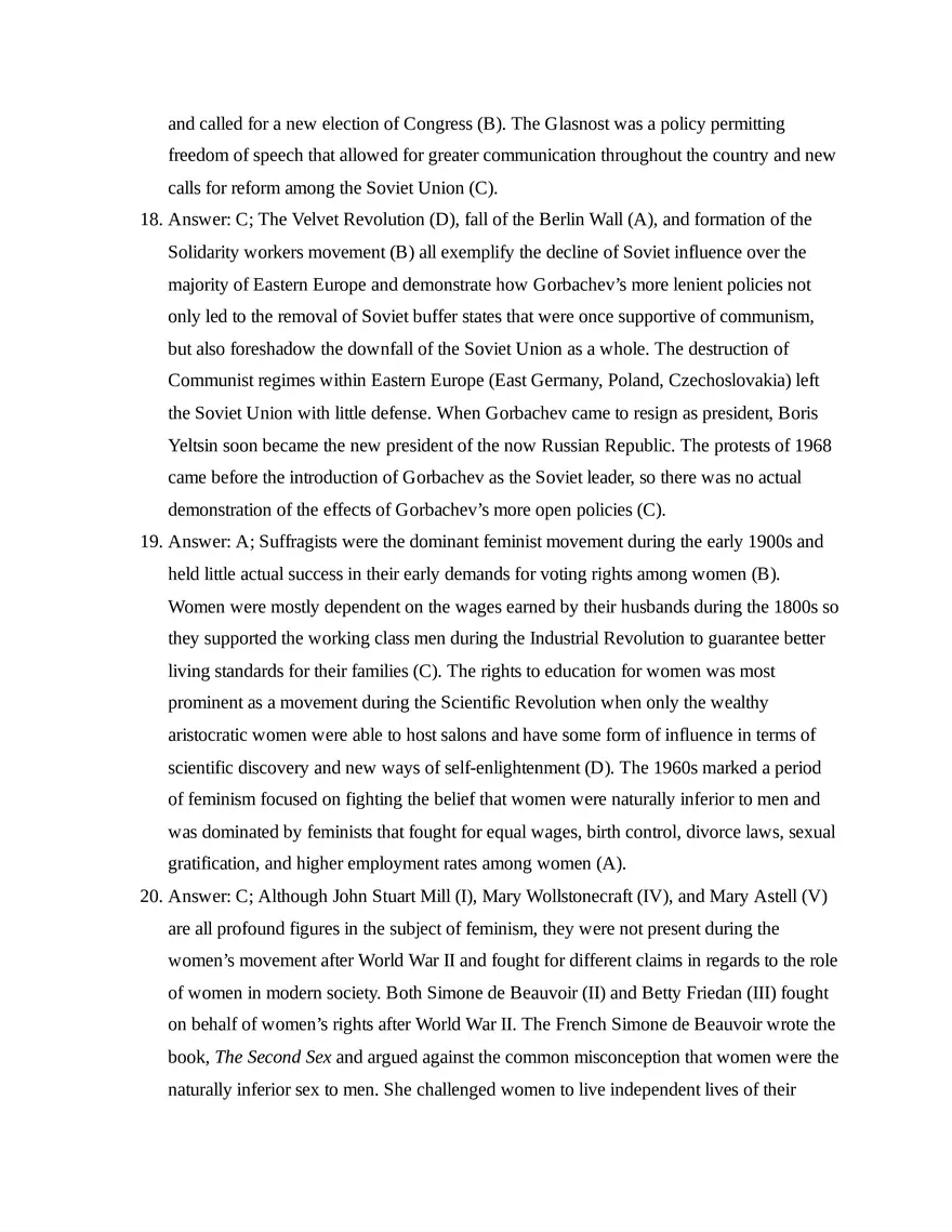 AP European History Unit 9 Quiz - Page 8