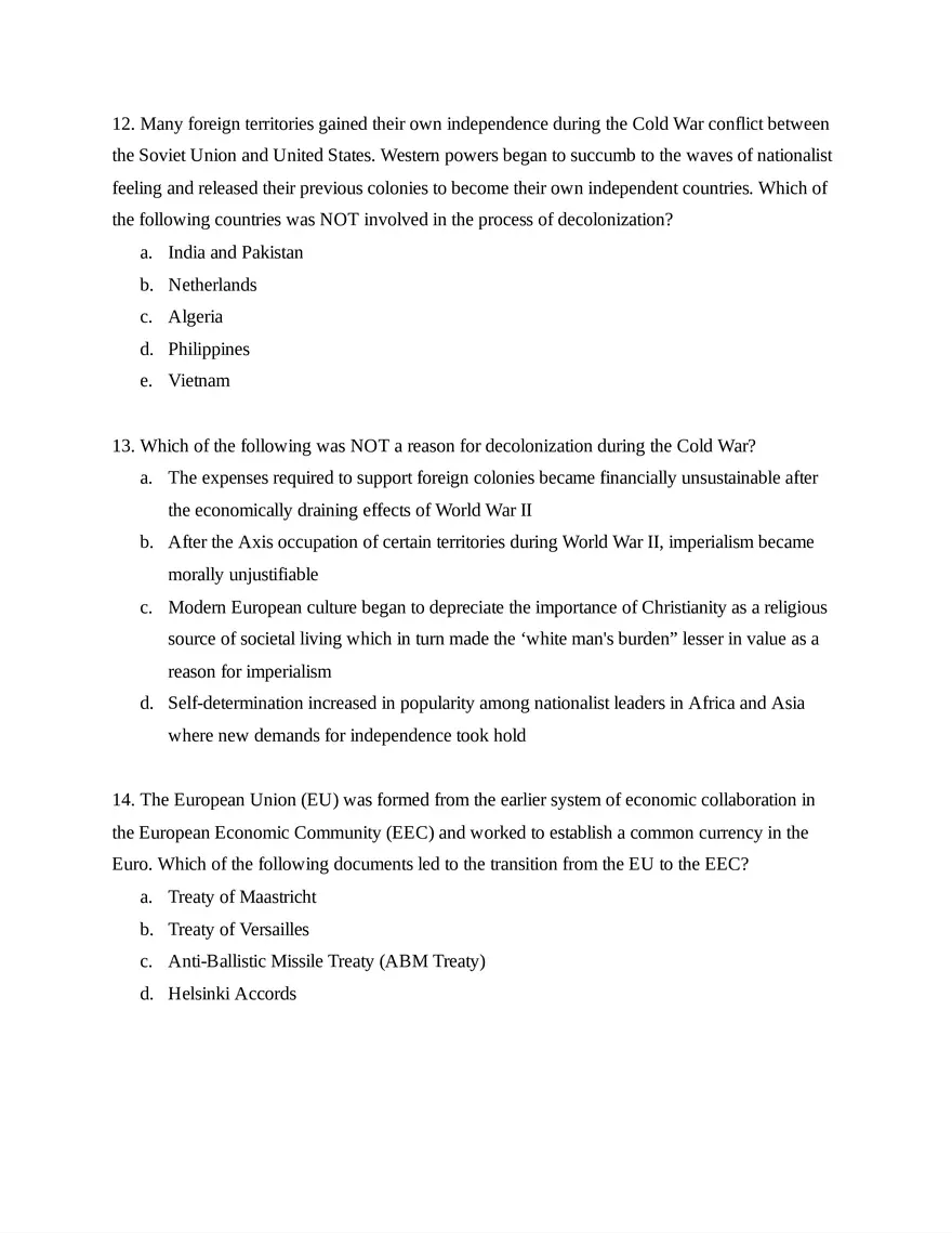 AP European History Unit 9 Quiz - Page 13