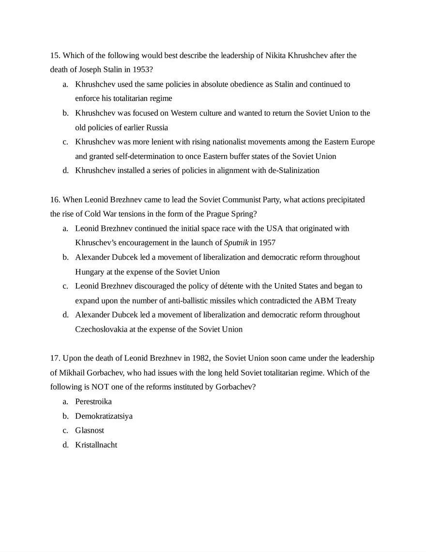 AP European History Unit 9 Quiz - Page 14