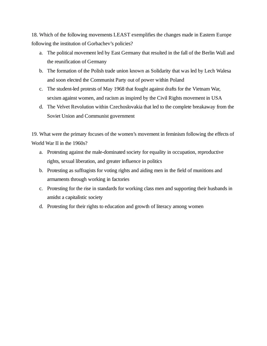 AP European History Unit 9 Quiz - Page 15