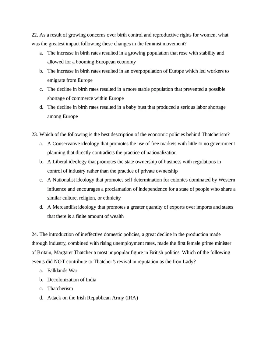 AP European History Unit 9 Quiz - Page 17