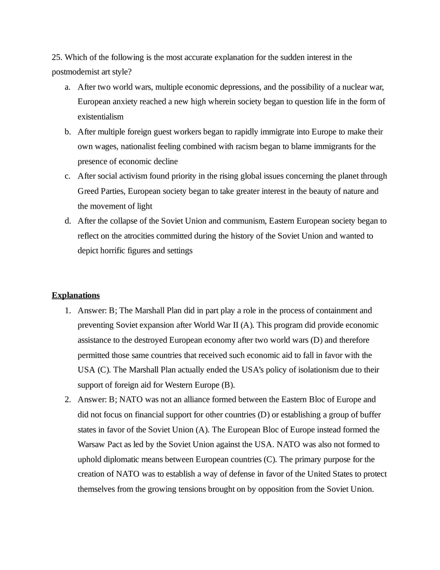 AP European History Unit 9 Quiz - Page 18
