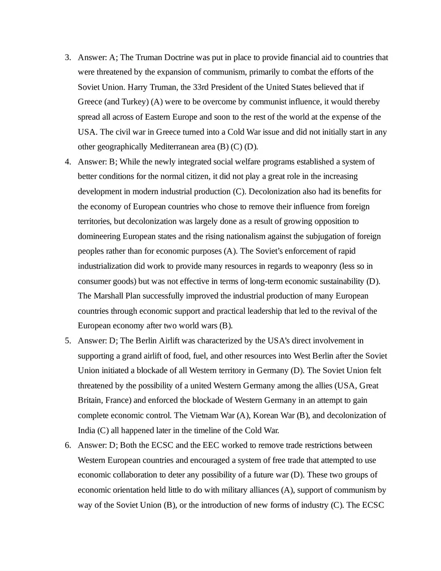 AP European History Unit 9 Quiz - Page 3