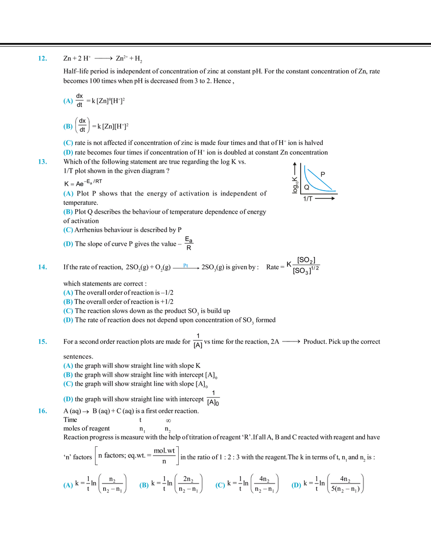 Chemical Kinetics and Nuclear Chemistry Exercise # 2 - Page 8