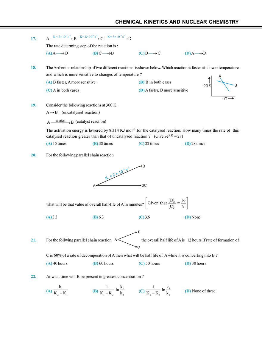 Chemical Kinetics and Nuclear Chemistry Exercise # 2 - Page 9