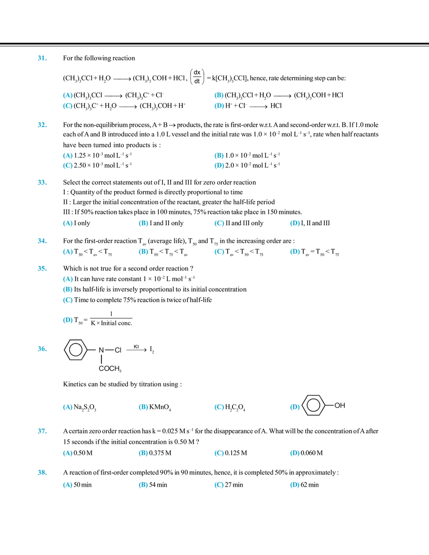 Chemical Kinetics and Nuclear Chemistry Exercise # 2 - Page 12