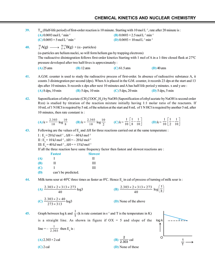 Chemical Kinetics and Nuclear Chemistry Exercise # 2 - Page 13