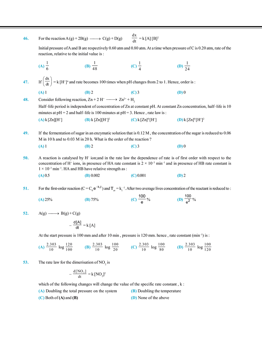 Chemical Kinetics and Nuclear Chemistry Exercise # 2 - Page 14
