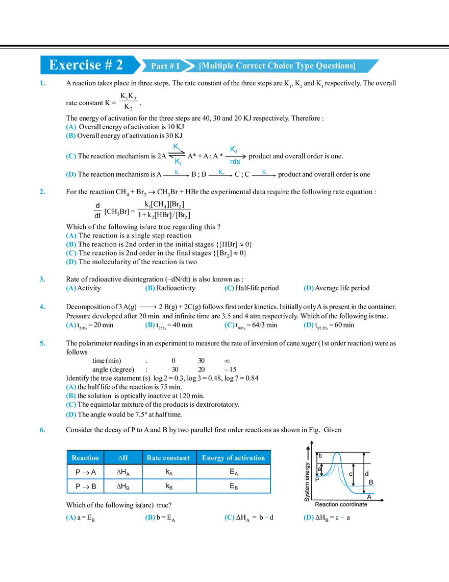 Chemical Kinetics and Nuclear Chemistry Exercise # 2 - Page 1