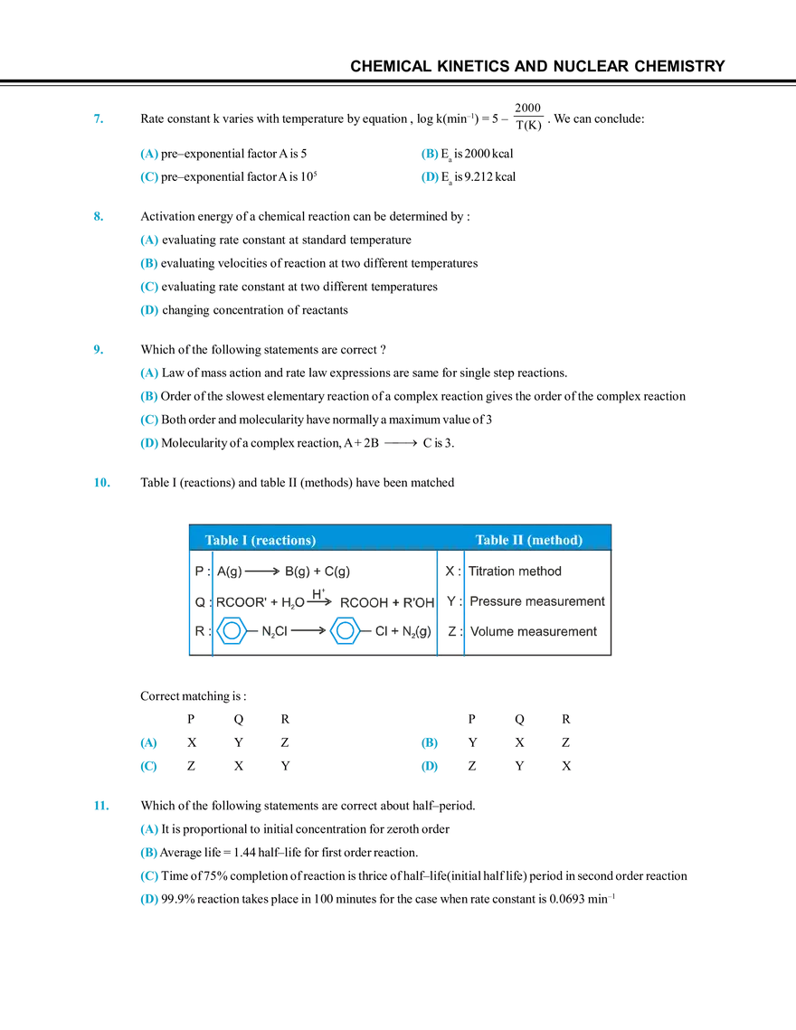 Chemical Kinetics and Nuclear Chemistry Exercise # 2 - Page 2