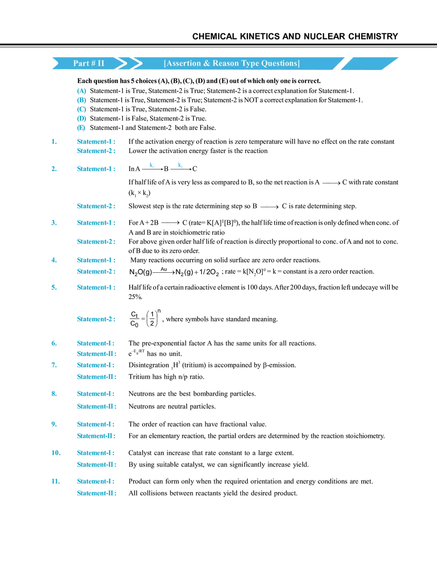 Chemical Kinetics and Nuclear Chemistry Exercise # 2 - Page 6
