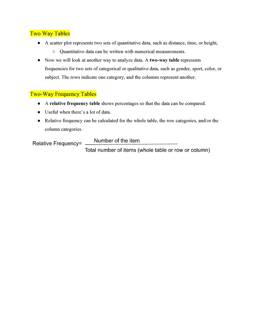 Pre Algebra Statistics (Bivariate Data) - Page 2