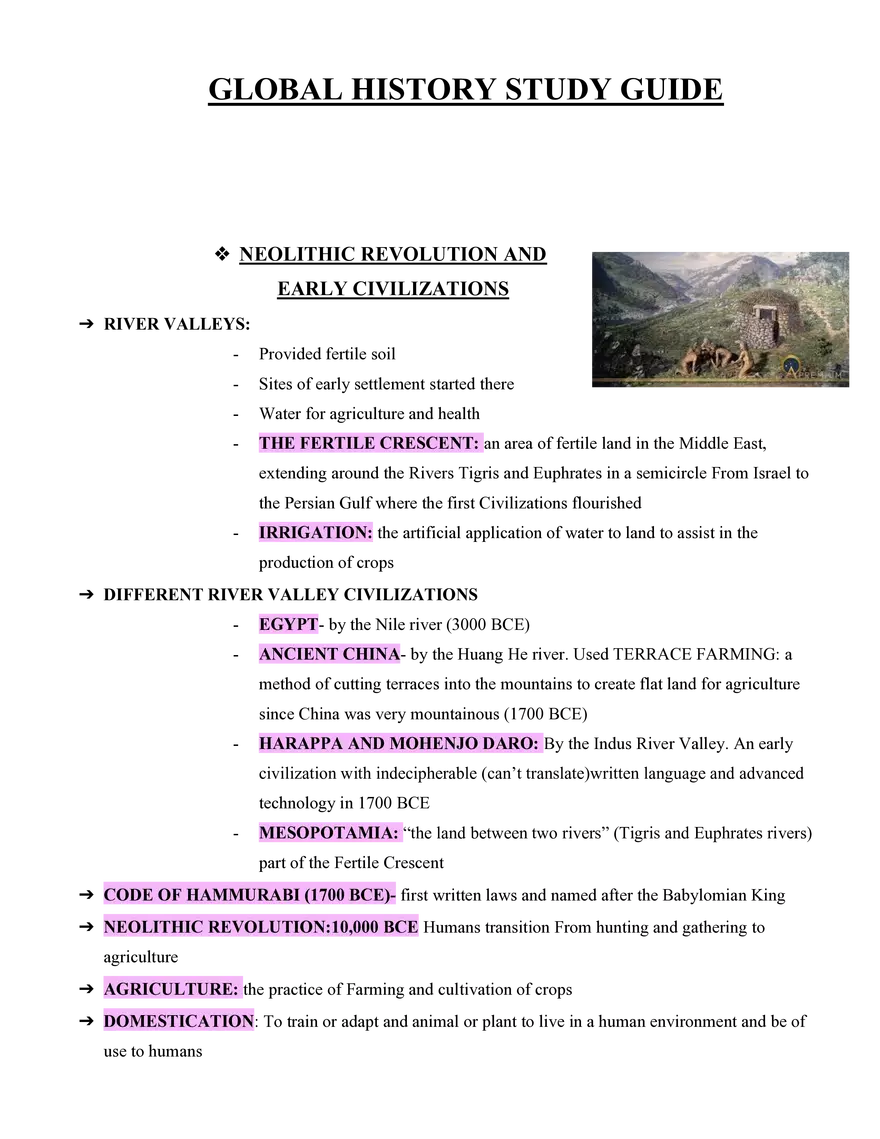Global History Study Guide - Page 1