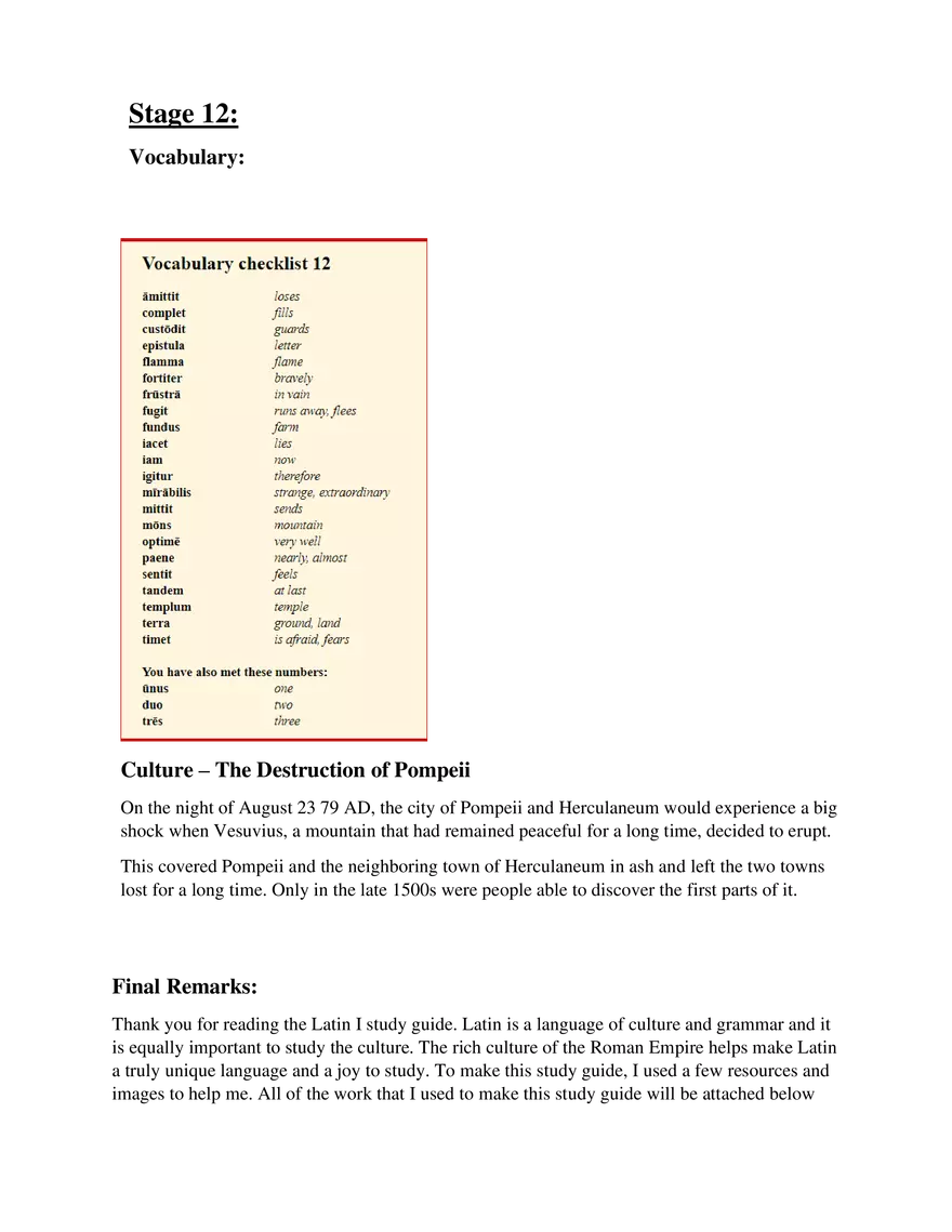 Latin Study Guide Stage 12 - Page 1