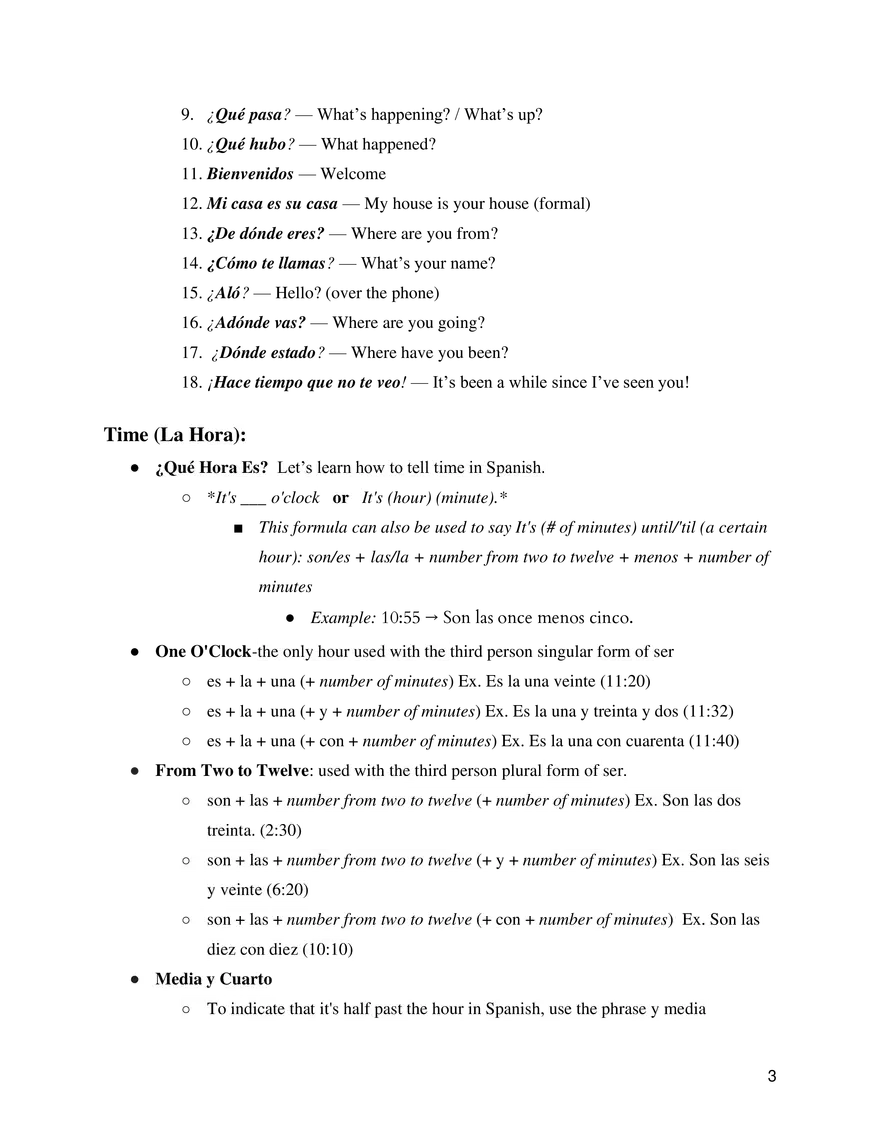 Spanish 1 Study Guide - Page 13