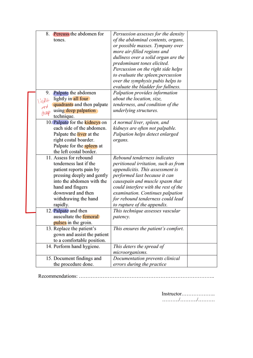 Abdomen Assessment : Checklist - Page 2