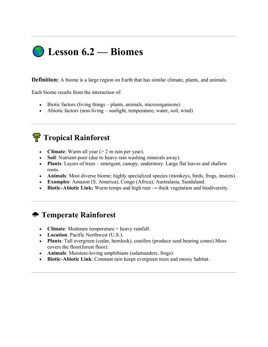 Lesson 6.2 - Biomes - Page 1