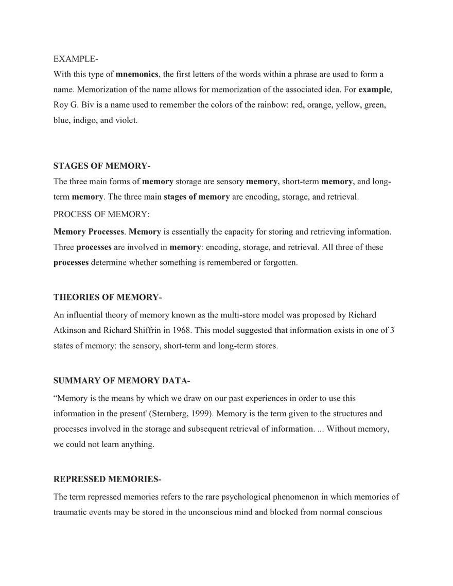 Psychology  7. Memory - Page 2
