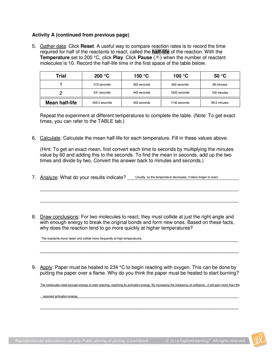 Student Exploration: Collision Theory - Page 3