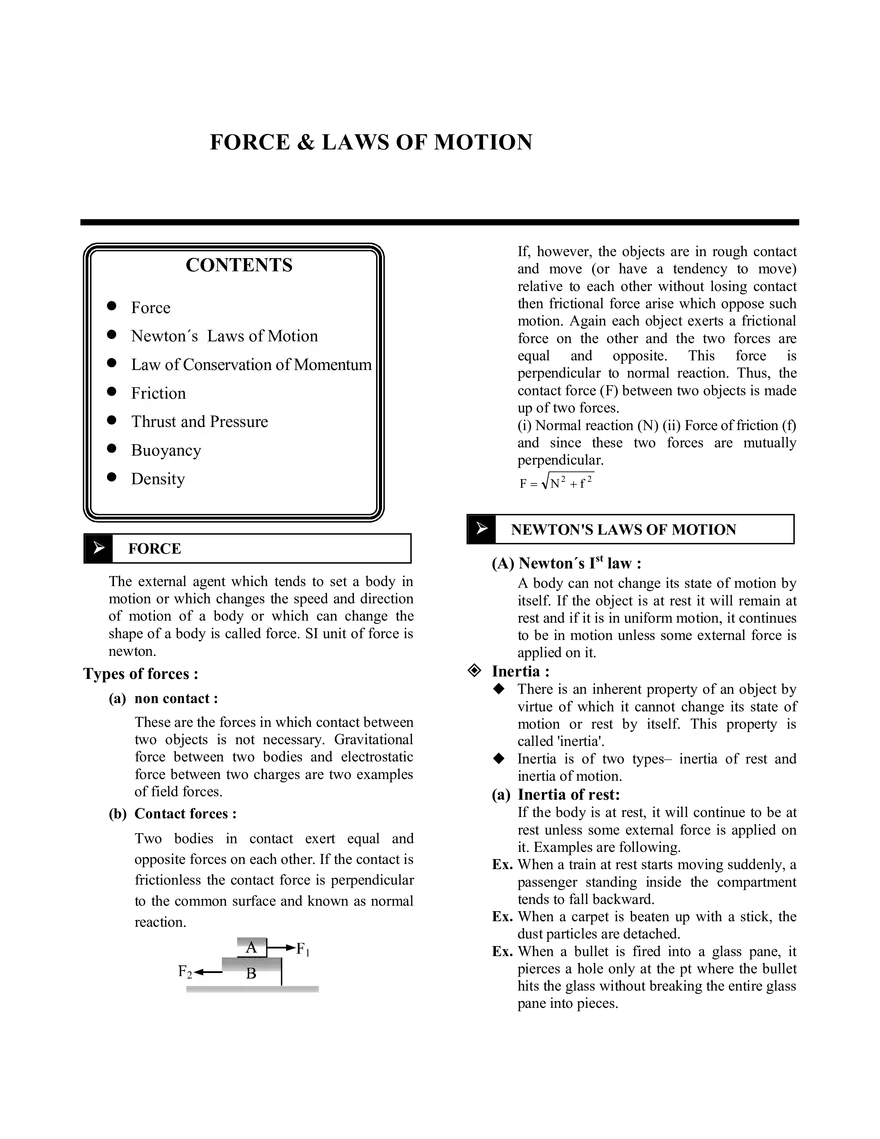 Force & Laws of Motion - Page 1