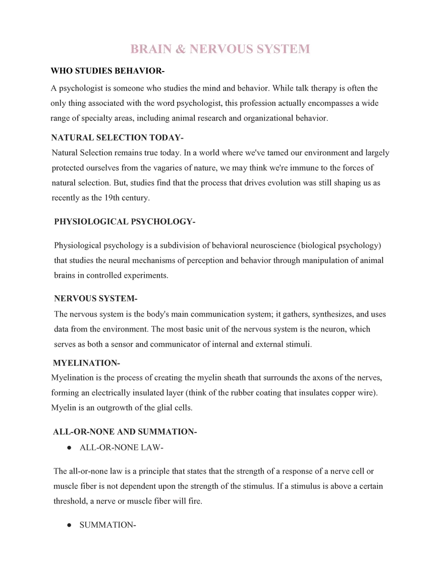 Psychology  4. Brain and Nervous System - Page 1