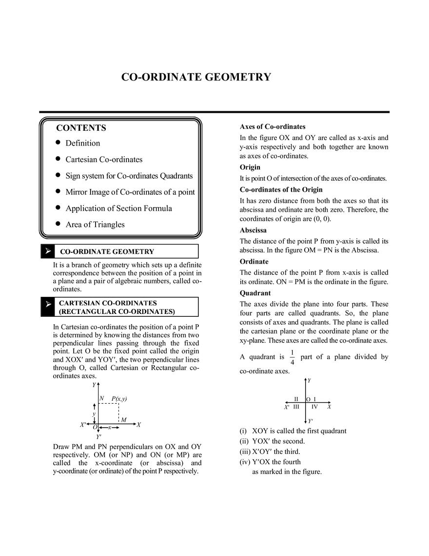 Co-Ordinate Geometry   - Page 1