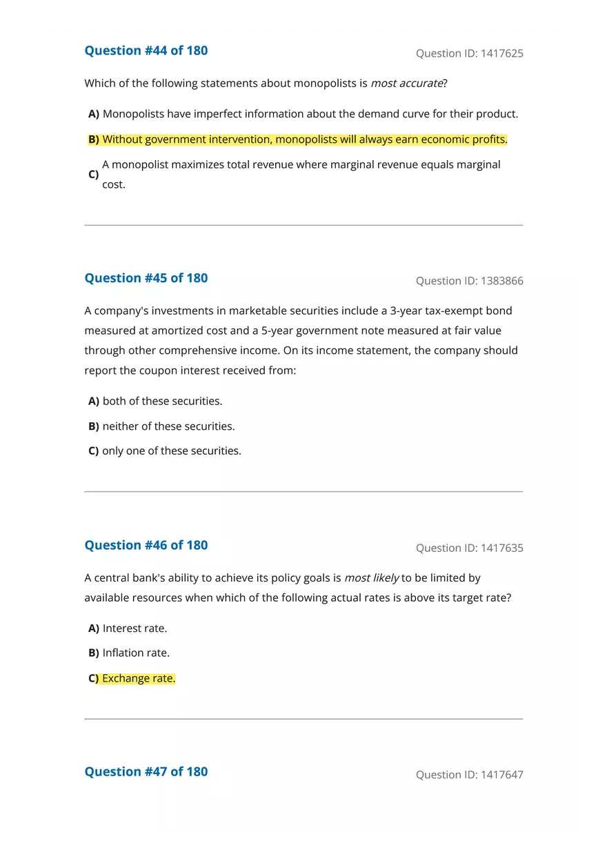 CFA Level 1 Economics Questions - Page 9