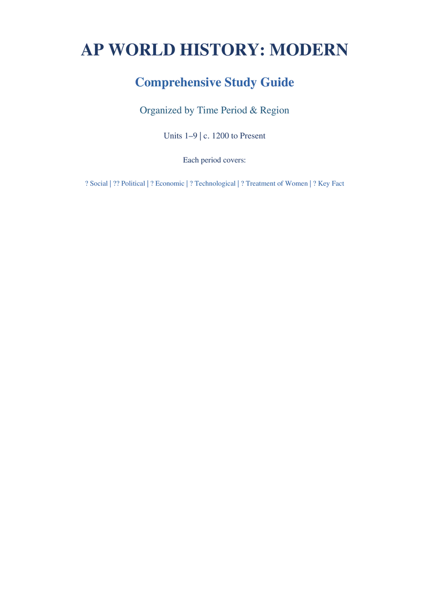 AP World History: Modern Comprehensive Study Guide - Page 1