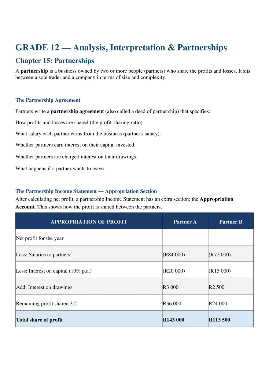 GRADE 12 - Analysis, Interpretation & Partnerships - Page 1