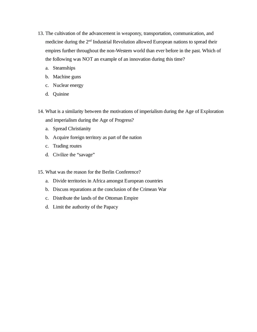 AP European History Unit 7 Quiz - Page 9