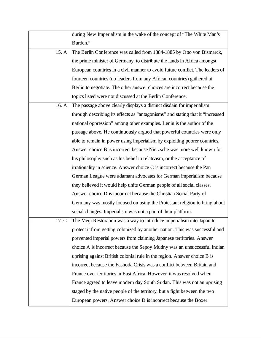 AP European History Unit 7 Quiz - Page 5