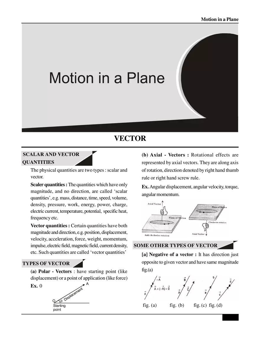 Motion in a Plane Vector - Page 1