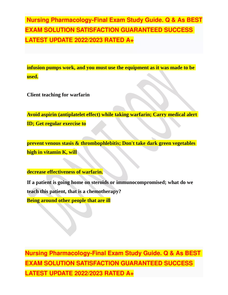 Nursing Pharmacology-Final Exam Study Guide - Page 14